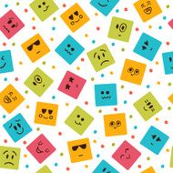Seamless pattern with smiley squares Cute cartoon characters