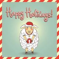 christmas vector illustration with cute sheep N2