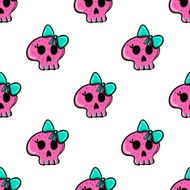 Doodle seamless pattern with skull - 4