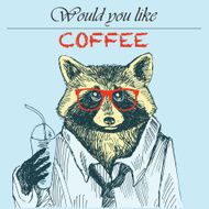 Hipster raccoon vector illustration animals