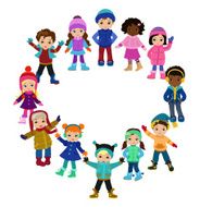 Set of characters funny children in winter N2