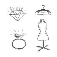 Fashion icons sketch white background vector N2