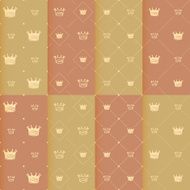 Hand drawn crown on red background seamless pattern N2