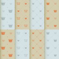 Hand drawn crown on red background seamless pattern N3