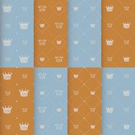 Hand drawn crown on red background seamless pattern N5