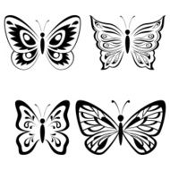 Set Butterflies Black Pictograms