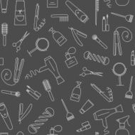 Care&amp;Beauty seamless pattern Barber shop icons