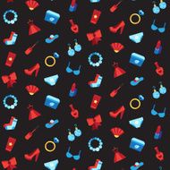 Woman accessories seamless pattern of cosmetics clothes N2