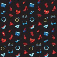 Woman accessories seamless pattern of cosmetics clothes N3