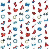 Woman accessories seamless pattern of cosmetics clothes N5
