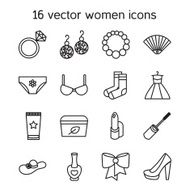 Woman accessories icons set of cosmetics clothes N3