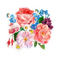 Floral Vintage Greeting Card watercolor illustration