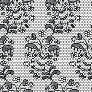 Black lace vector fabric seamless pattern N2