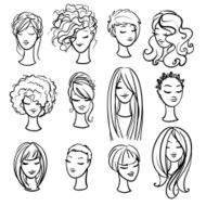 Set of ladys haircuts and styling