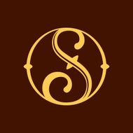 S letter in vintage circle