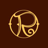 R letter in vintage circle