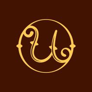 U letter in vintage circle