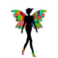Women elegant silhouette in the dress of pieces type patchwork N2