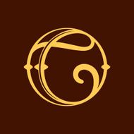 C letter in vintage circle