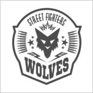 Street fight club with wolf and inscriptions