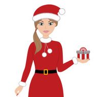 Christmas woman holding gift