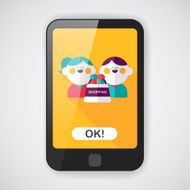 Valentine Shopping flat icon with long shadow eps10