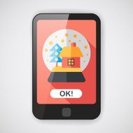 snow globe and gifts flat icon with long shadow