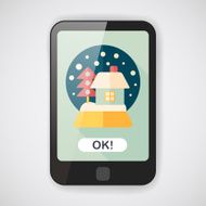 snow globe and gifts flat icon with long shadow N3