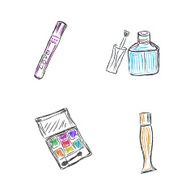 Sketch Makeup products cosmetics vector illustration