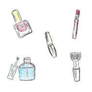 Sketch Makeup products cosmetics vector illustration N2