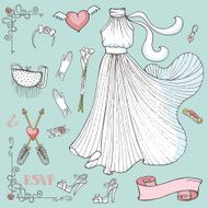 Bridal shower Dress accessories decor set Vintage vector