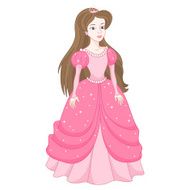 Gentle princess in pink dress with spangles