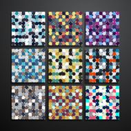set with vector circle mosaic seamless pattern background