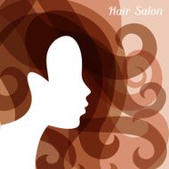 Woman silhouette with curly hair on bacground for hairdressing salon