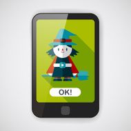 witch flat icon with long shadow eps10