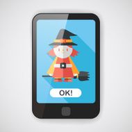 witch flat icon with long shadow eps10 N2