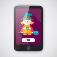 witch flat icon with long shadow eps10 N3