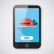 Women hat flat icon with long shadow N2