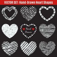 Set of hand-drawn textures heart shapes Vector illustration fo