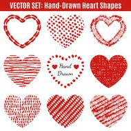 Set of hand-drawn textures heart shapes Vector illustration fo N2