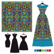Dress silhouette with tribal seamless pattern