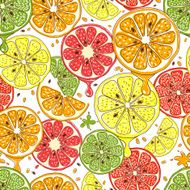 Citrus fruits vector seamless background