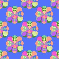 Abstract kaleidoscopeon blue background Vector seamless patter