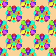 Abstract kaleidoscope on biege background Vector seamless patte