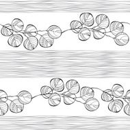 Seamless pattern of abstract branches Monochrome vector background N2