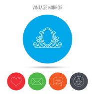 Vintage mirror icon Retro decoration sign N2