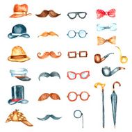 Watercolor vintage gentleman template illustration N2