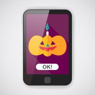 pumpkin candle flat icon with long shadow eps10 N2