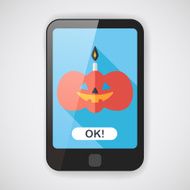 pumpkin candle flat icon with long shadow eps10 N3