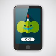 pumpkin candle flat icon with long shadow eps10 N4
